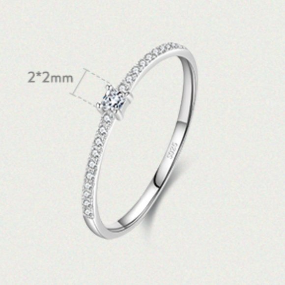 Jewelry - 925 Sterling Silver Ring Shiny Simulator Diamond Women Jewelry Wedding P…